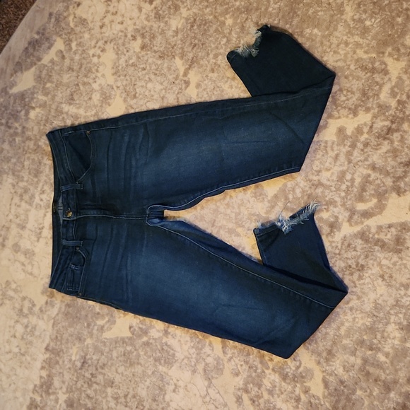 Just Black Denim Jeans Sz 30 Dark Wash Made In USA Distressed Hem - Picture 5 of 7